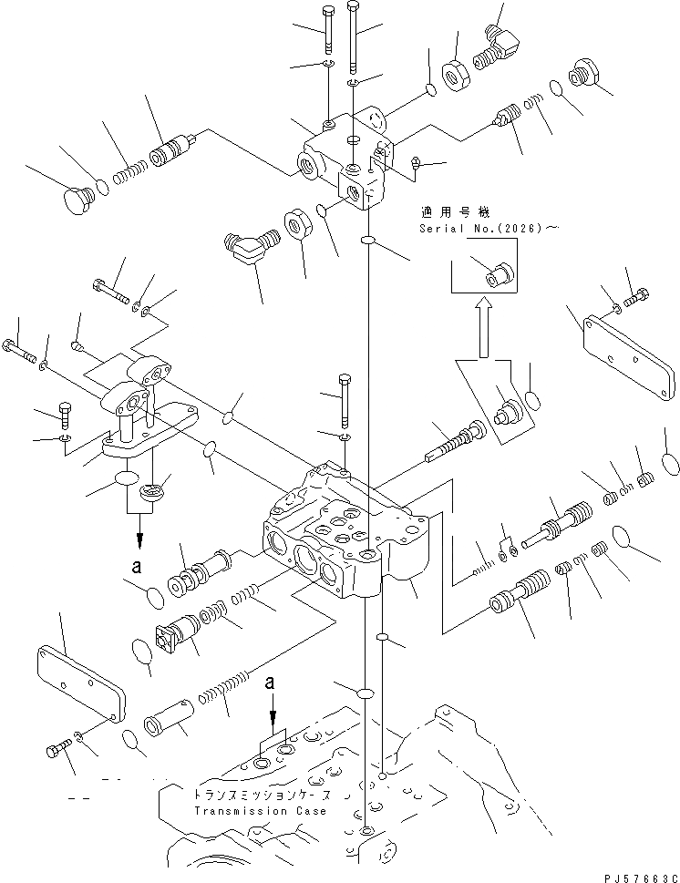 Схема запчастей Komatsu GD623A-1 - ТРАНСМИССИЯ (УПРАВЛЯЮЩ. КЛАПАН) (/)(№-) СИЛОВАЯ ПЕРЕДАЧА