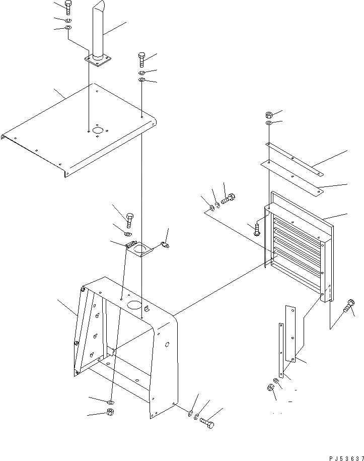 Схема запчастей Komatsu GD623A-1 - ЗАЩИТА РАДИАТОРА AND КАПОТ (С ЗАЩИТА ОТ ВАНДАЛИЗМА) РАМА И ЧАСТИ КОРПУСА