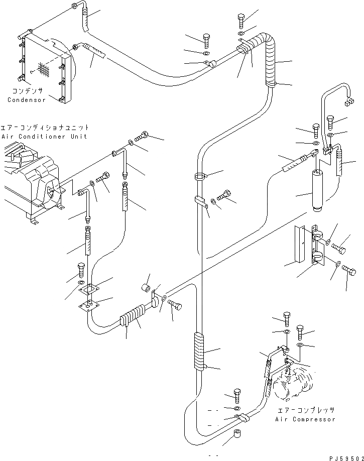 Схема запчастей Komatsu GD623A-1 - КОНДИЦ. ВОЗДУХА (/9) (ЛИНИЯ ОХЛАЖДЕНИЯ)(№-) РАМА И ЧАСТИ КОРПУСА