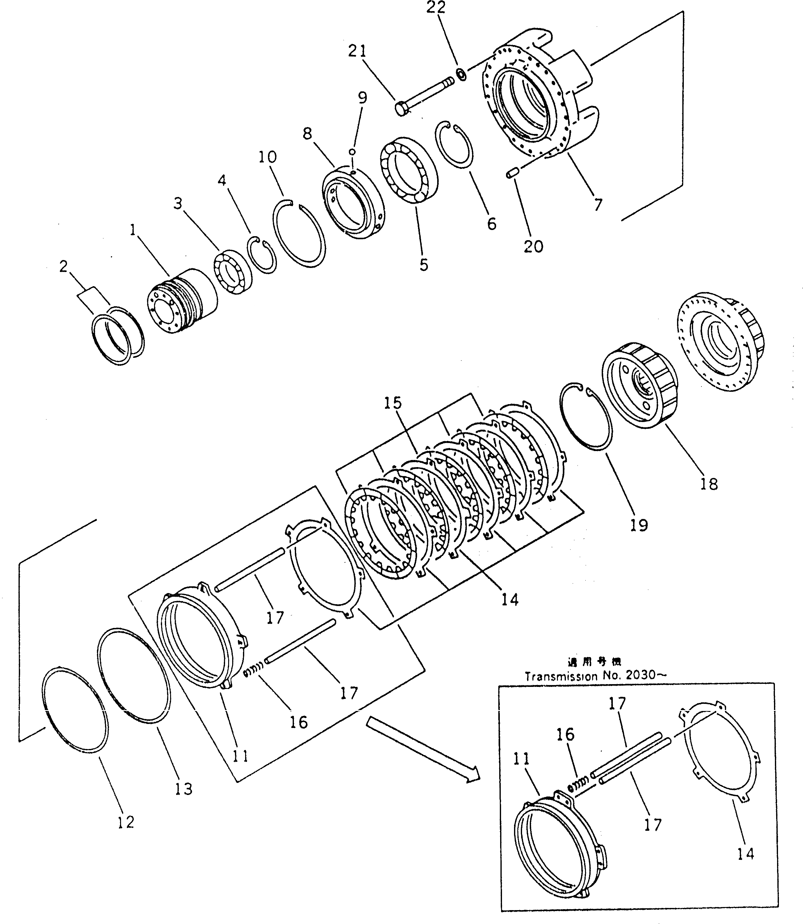 Схема запчастей Komatsu GD625A-1 - ТРАНСМИССИЯ (1 МУФТА) СИЛОВАЯ ПЕРЕДАЧА