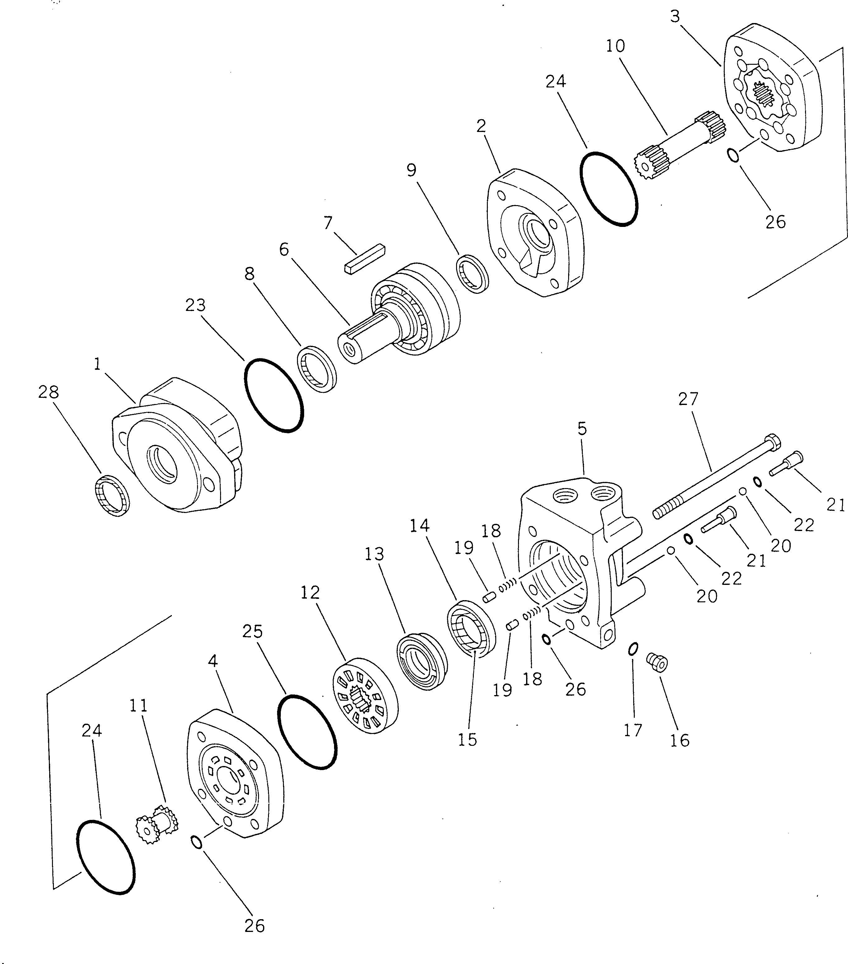 Схема запчастей Komatsu GD625A-1 - ГИДРАВЛ МОТОР (ДЛЯ МУФТА ТИП CIRCLE REVERS ПРИВОД)(№-) ГИДРАВЛИКА