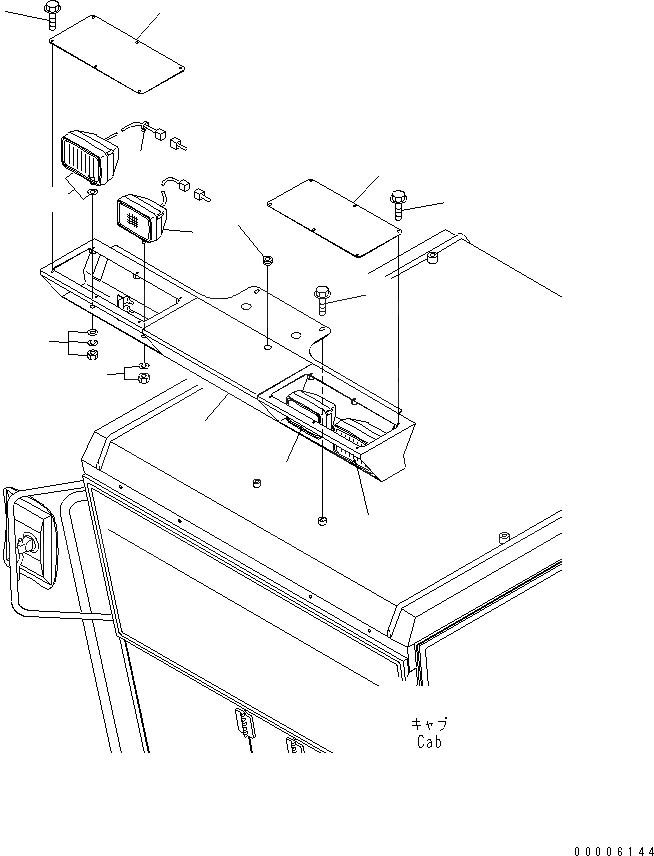 Схема запчастей Komatsu GD655-3Y - ПЕРЕДН. ОСВЕЩЕНИЕ (КРЕПЛЕНИЕ КАБИНЫ) (ДЛЯ ANGLING ИЛИ СНЕГООЧИСТИТ. V-ТИПА) ЭЛЕКТРИКА