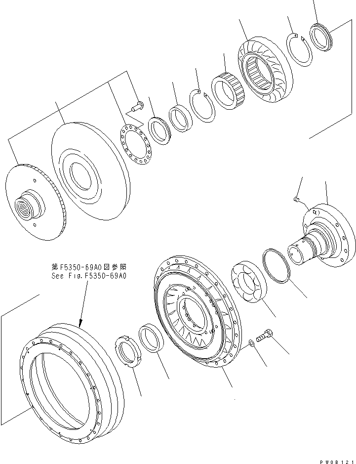 Схема запчастей Komatsu GD655-3Y - ГИДРОТРАНСФОРМАТОР (BARE) ТРАНСМИССИЯ