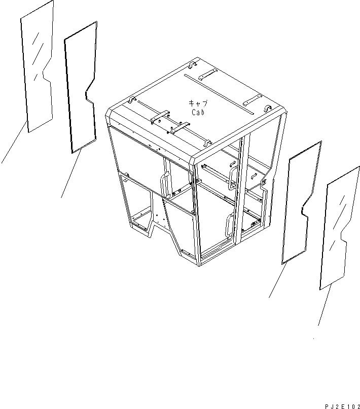 Схема запчастей Komatsu GD655-3Y - КАБИНА ( СТЕКЛА) КАБИНА ОПЕРАТОРА И СИСТЕМА УПРАВЛЕНИЯ