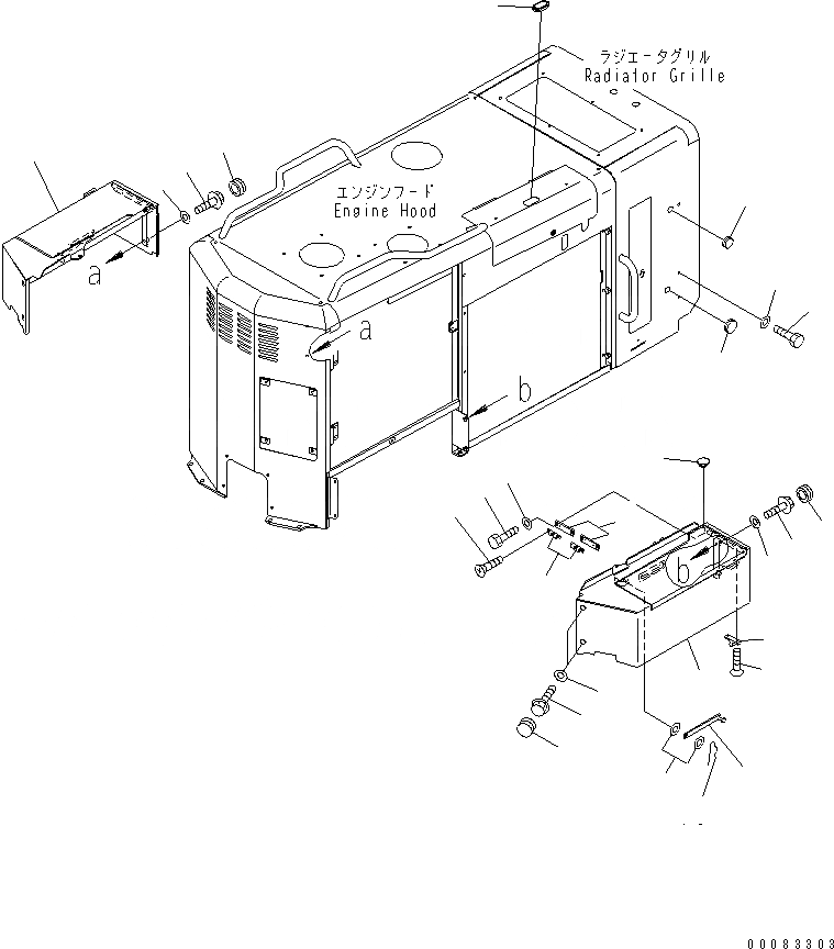 Схема запчастей Komatsu GD655-3A - КАПОТ И ЗАЩИТА РАДИАТОРА (/) (ДЛЯ ВЫСОК. ЕМК. РАДИАТОР)(№-) ЧАСТИ КОРПУСА