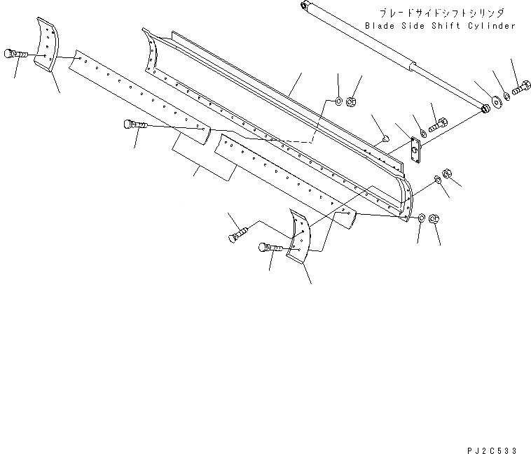 Схема запчастей Komatsu GD655-3A - ОТВАЛ (.7M) (T) (С END BIT)(№-) РАБОЧЕЕ ОБОРУДОВАНИЕ