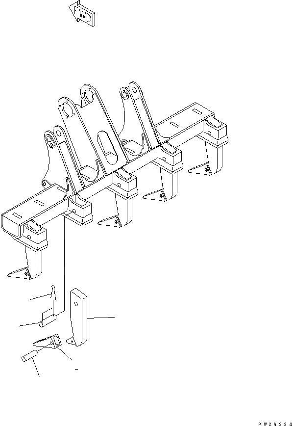 Схема запчастей Komatsu GD655-3A - РЫХЛИТЕЛЬ SHANK (ДОПОЛН. -SHANKS ТИП) РАБОЧЕЕ ОБОРУДОВАНИЕ