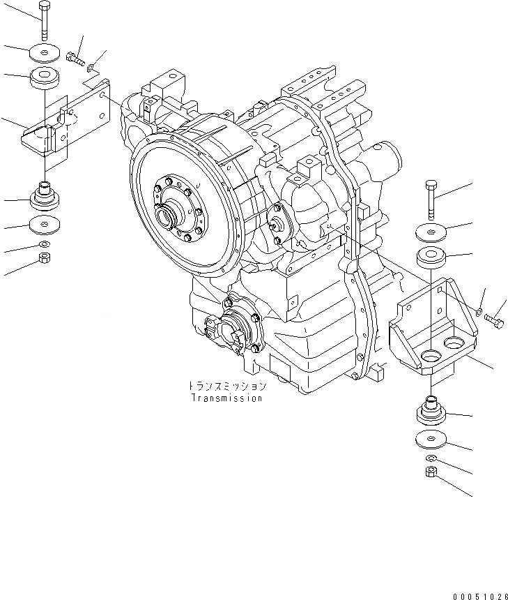 Схема запчастей Komatsu GD655-3E0 - КРЕПЛЕНИЕ ТРАНСМИССИИ И ГИДРОТРАНСФОРМАТОРАЧАСТИ ТРАНСМИССИЯ