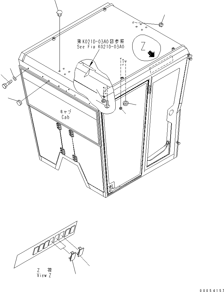 Схема запчастей Komatsu GD655-3E0 - КАБИНА (КРЫШКА) (КРОМЕ ЯПОН.) КАБИНА ОПЕРАТОРА И СИСТЕМА УПРАВЛЕНИЯ