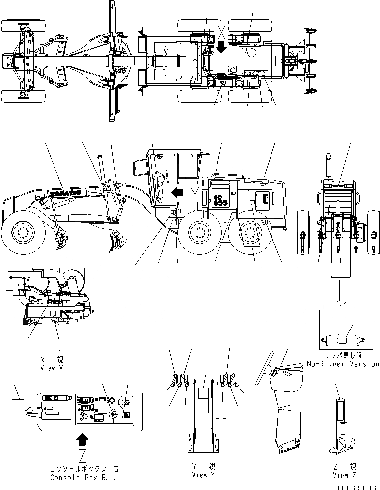 Схема запчастей Komatsu GD655-3E0 - МАРКИРОВКА (/) (АНГЛ.) МАРКИРОВКА