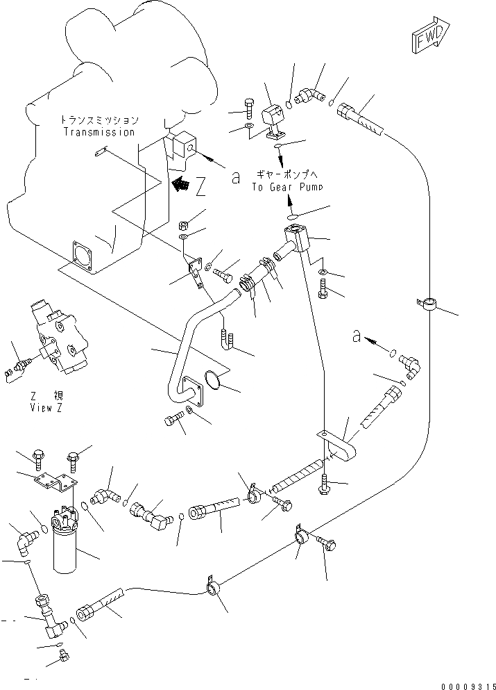 Схема запчастей Komatsu GD655-3C - ГИДРОЛИНИЯ ТРАНСМИССИИ (бЛОК. ДИФФЕРЕНЦИАЛА ТИП)(№-) ТРАНСМИССИЯ