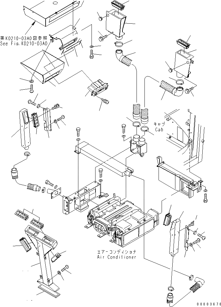 Схема запчастей Komatsu GD655-3 - КАБИНА (КОНДИЦ. ВОЗДУХОВОДЫ) КАБИНА ОПЕРАТОРА И СИСТЕМА УПРАВЛЕНИЯ