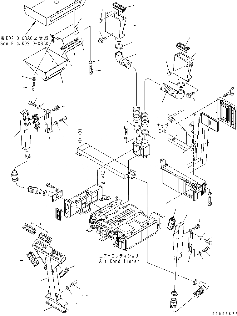 Схема запчастей Komatsu GD655-3 - КОНДИЦ. ВОЗДУХА (ВОЗДУХОВОДЫ) КАБИНА ОПЕРАТОРА И СИСТЕМА УПРАВЛЕНИЯ