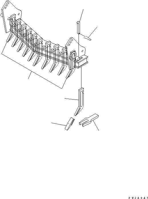 Схема запчастей Komatsu GD655-3 - SCARIFIER SHANK ЗУБЬЯ(POINT ЗУБЬЯТИП) РАБОЧЕЕ ОБОРУДОВАНИЕ