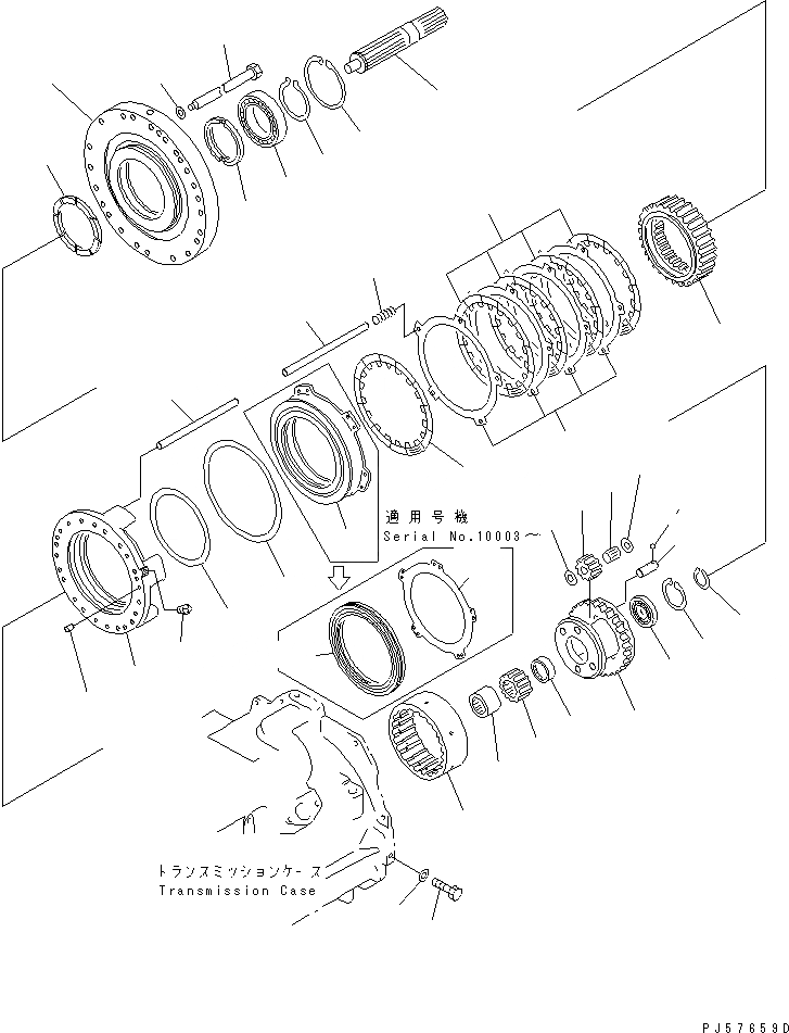 Схема запчастей Komatsu GD661A-1 - ТРАНСМИССИЯ (РЕВЕРС МУФТА)(№-) СИЛОВАЯ ПЕРЕДАЧА