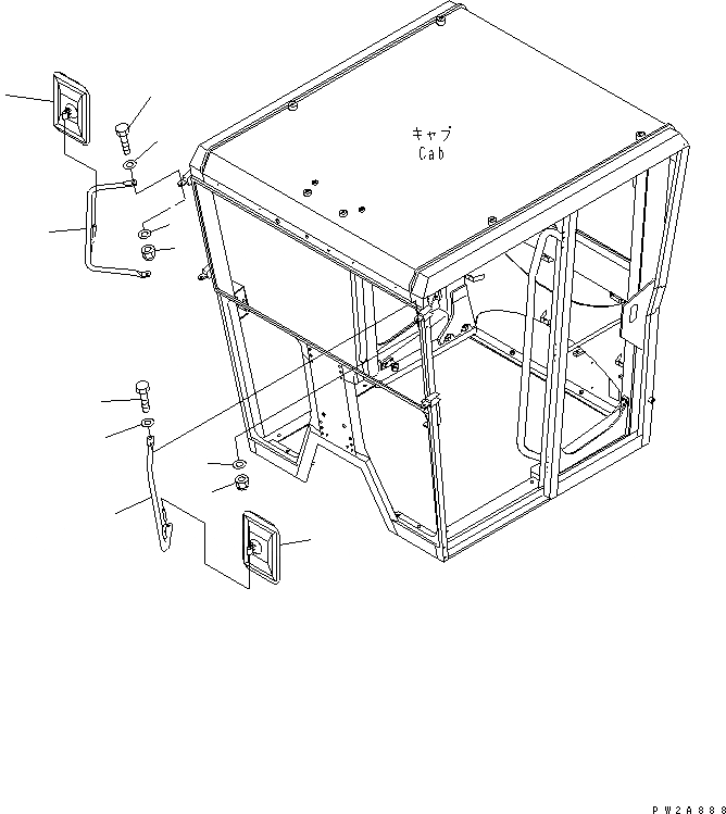 Схема запчастей Komatsu GD675-3A - ЗЕРКАЛА ЗАДН. ВИДА(ДЛЯ КАБИНЫ) КАБИНА ОПЕРАТОРА И СИСТЕМА УПРАВЛЕНИЯ