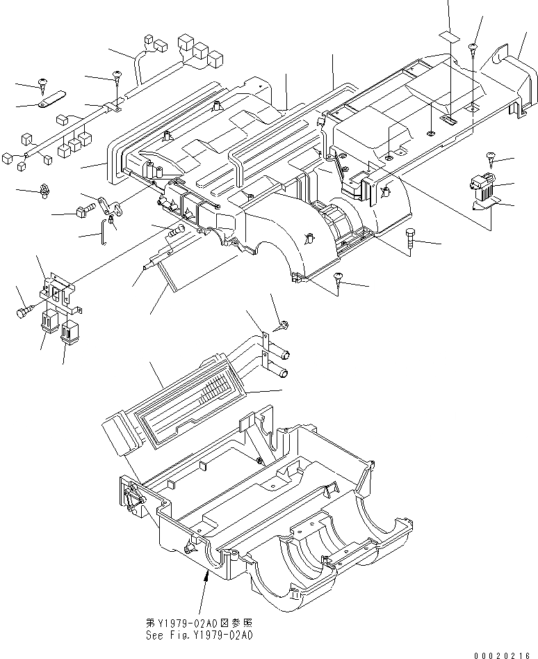 Схема запчастей Komatsu GD675-3A - БЛОК КОНДИЦИОНЕРА (/)(№-) ОСНОВН. КОМПОНЕНТЫ И РЕМКОМПЛЕКТЫ