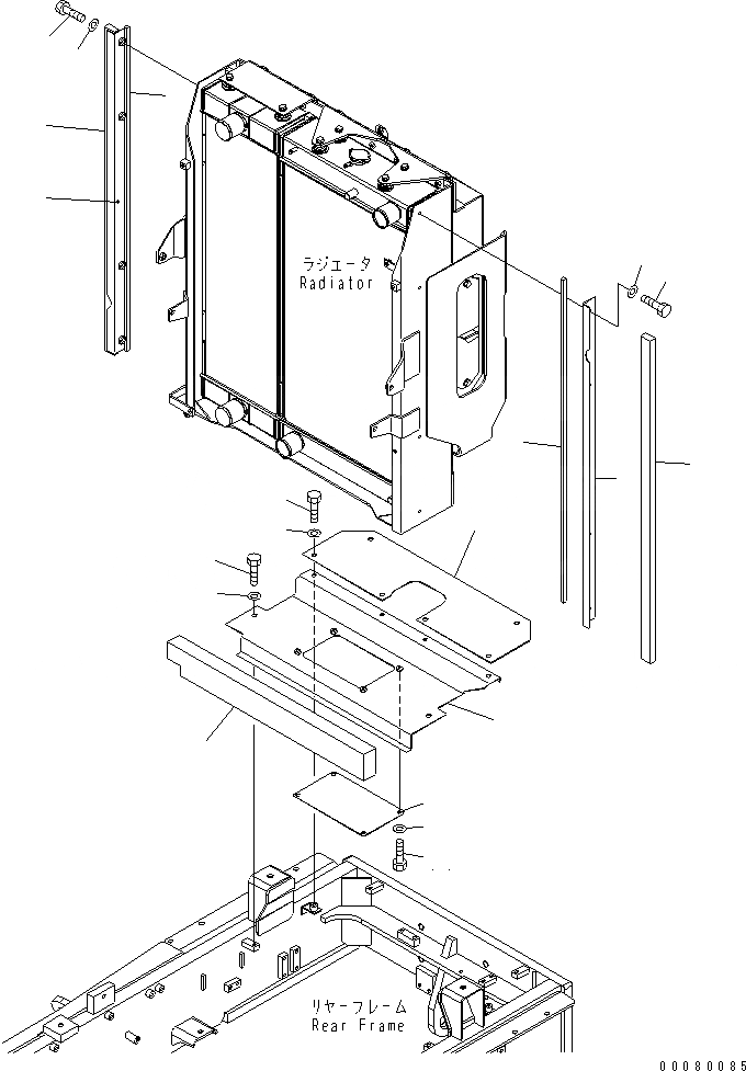 Схема запчастей Komatsu GD675-3A - РАДИАТОР (КРЫШКАAND ЩИТКИ)(№-) СИСТЕМА ОХЛАЖДЕНИЯ