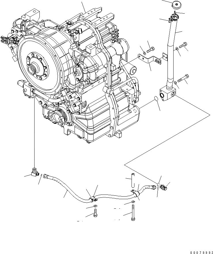 Схема запчастей Komatsu GD675-3A - ТРАНСМИССИЯ И МАСЛОНАЛИВНОЙ ПАТРУБОК (ЕС NOISE REGULATION ARRANGEMENT )(№-) ТРАНСМИССИЯ