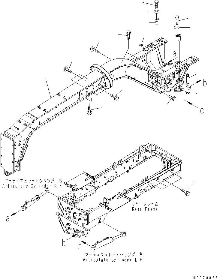 Схема запчастей Komatsu GD675-3A - ПЕРЕДН. РАМА И ПАЛЕЦ (ЕС NOISE REGULATION ARRANGEMENT )(№-) РАМА И КОМПОНЕНТЫ