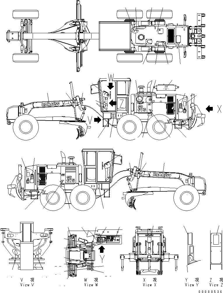 Схема запчастей Komatsu GD675-3A - МАРКИРОВКА (ТУРЦИЯ) (/)(№-) МАРКИРОВКА