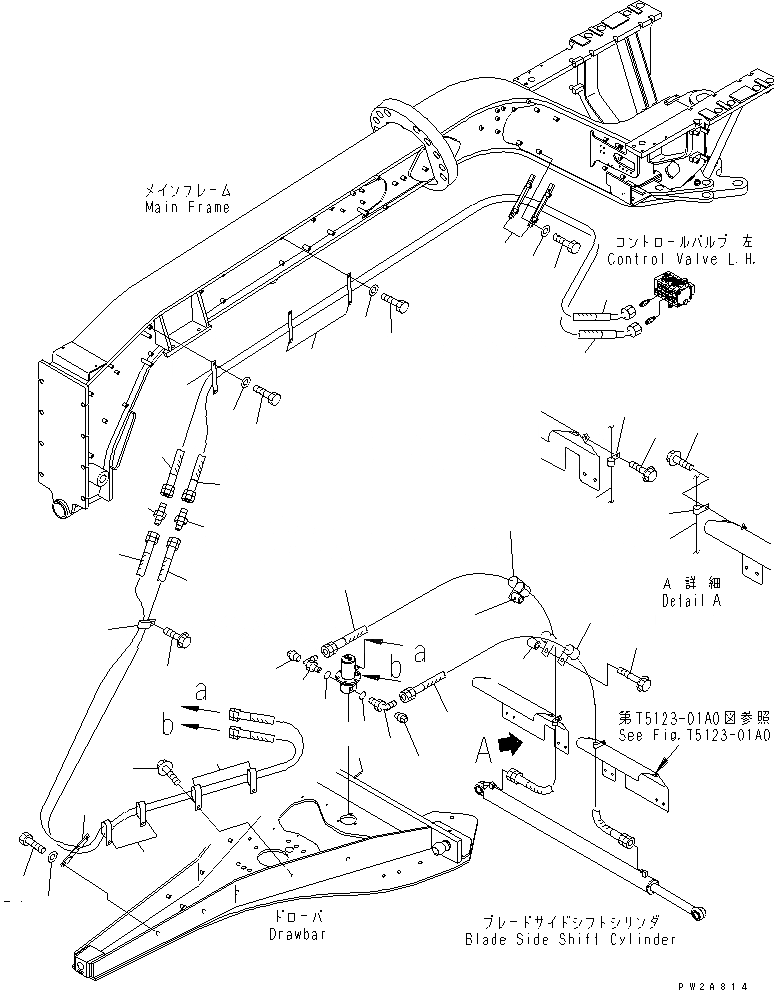 Схема запчастей Komatsu GD675-3 - ГИДРОЛИНИЯ (ЦИЛИНДР СДВИГ. ОТВАЛА ЛИНИЯ)(№-) ГИДРАВЛИКА