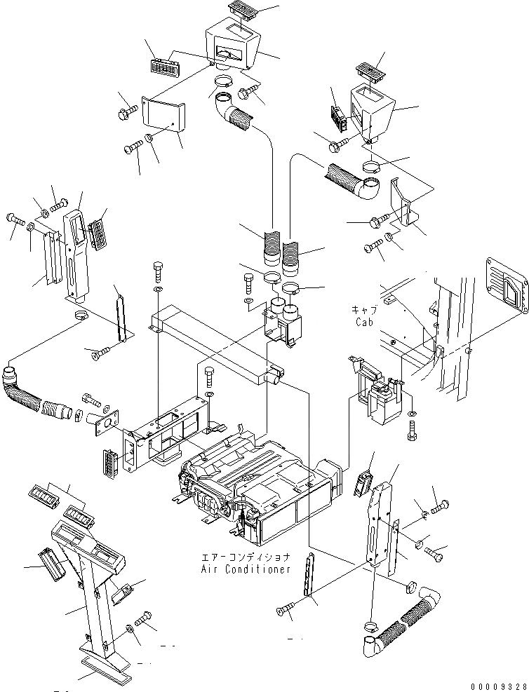 Схема запчастей Komatsu GD675-3 - КАБИНА (БЛОК КОНДИЦИОНЕРА И ВОЗДУХОВОДЫ)(№..-) КАБИНА ОПЕРАТОРА И СИСТЕМА УПРАВЛЕНИЯ