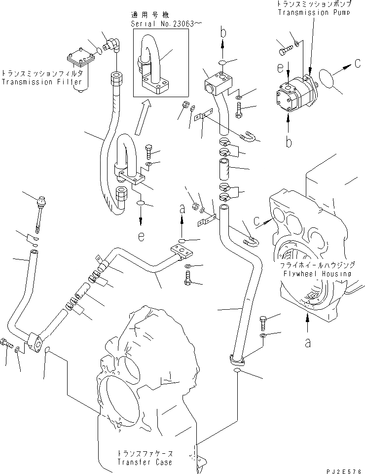 Схема запчастей Komatsu GD705A-4 - ГИДРОЛИНИЯ ТРАНСМИССИИ(№-) СИЛОВАЯ ПЕРЕДАЧА