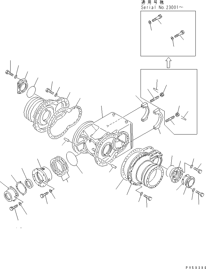 Схема запчастей Komatsu GD705A-4 - КОРПУС КОНЕЧН. ПЕРЕДАЧИ (/) СИЛОВАЯ ПЕРЕДАЧА