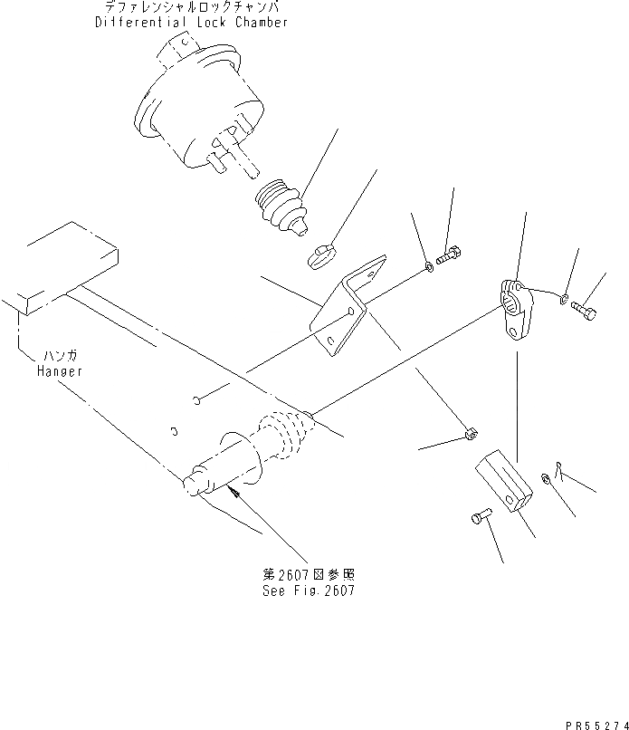 Схема запчастей Komatsu GD705A-4 - РЫЧАГ БЛОКИР. ДИФФЕРЕНЦИАЛА(№-) СИСТЕМА УПРАВЛЕНИЯ