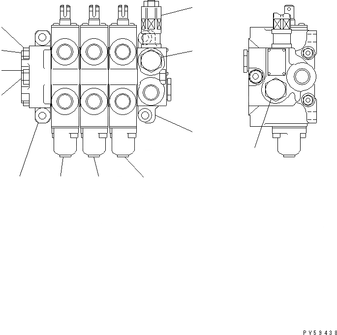 Схема запчастей Komatsu GD705A-4 - УПРАВЛЯЮЩ. КЛАПАН¤ ЛЕВ. (3-Х СЕКЦИОНН.)(№-) ГИДРАВЛИКА