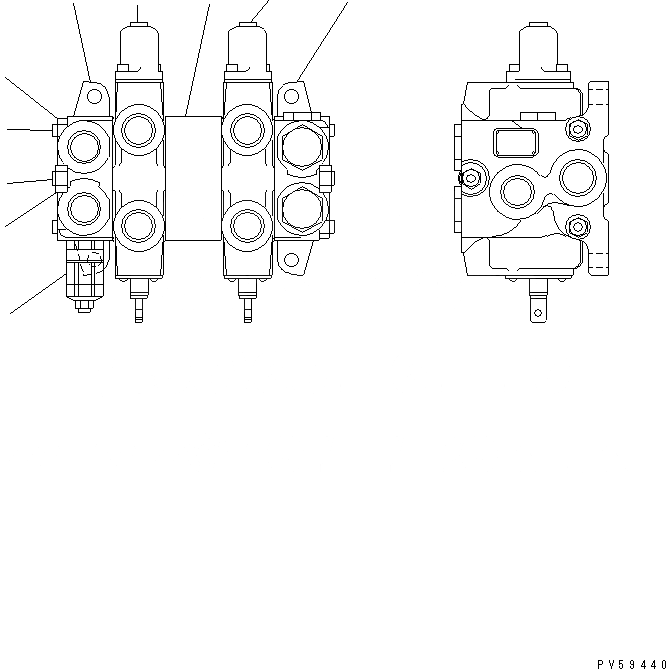 Схема запчастей Komatsu GD705A-4 - УПРАВЛЯЮЩ. КЛАПАН¤ ЛЕВ. (2-Х СЕКЦИОНН.) (С КОЛЬЦЕВ.РЕВЕРС И РЫХЛИТЕЛЬ)(№-) ГИДРАВЛИКА