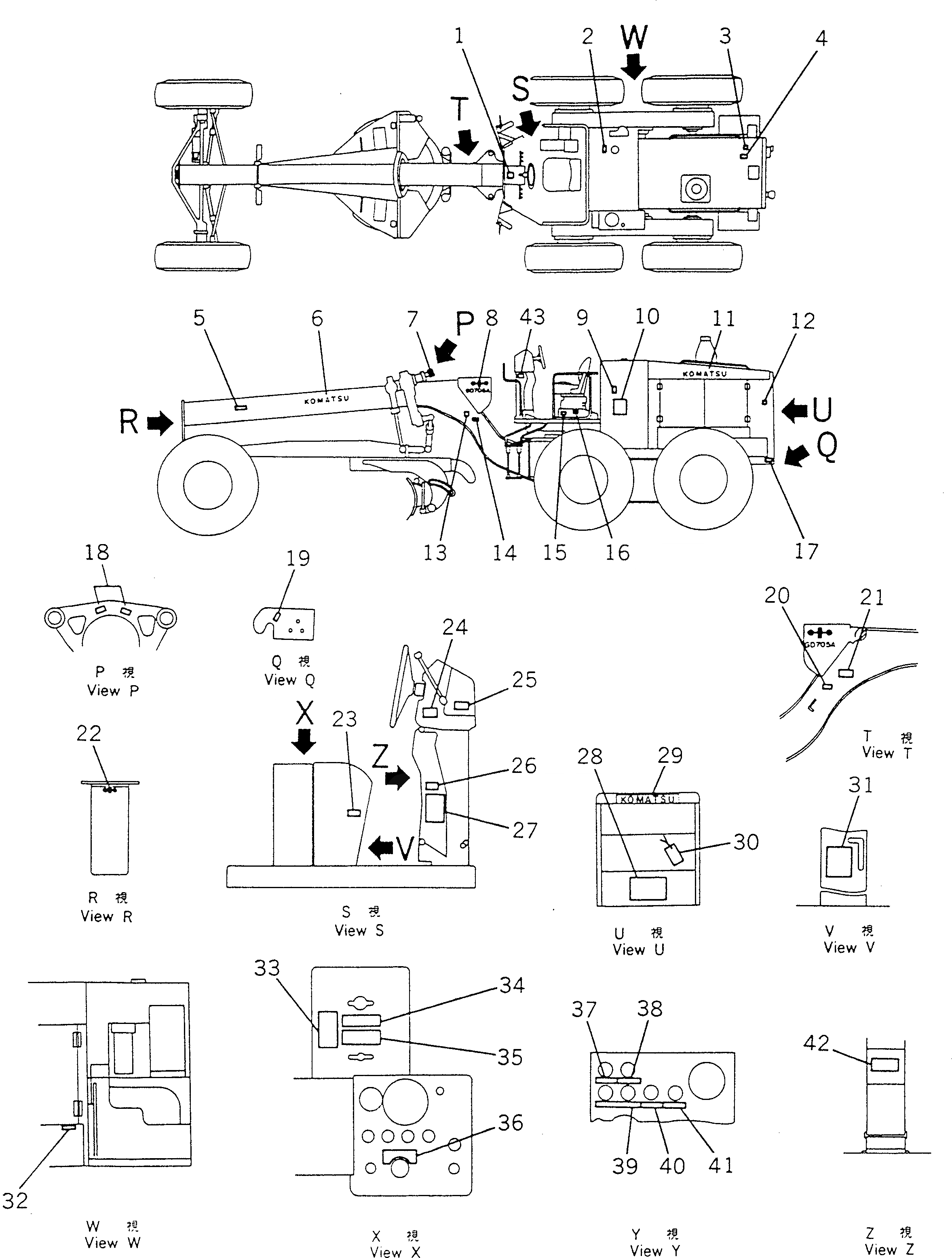 Схема запчастей Komatsu GD705A-4 - МАРКИРОВКА (/) (ДЛЯ КИТАЙ №-) МАРКИРОВКА¤ ИНСТРУМЕНТ И РЕМКОМПЛЕКТЫ