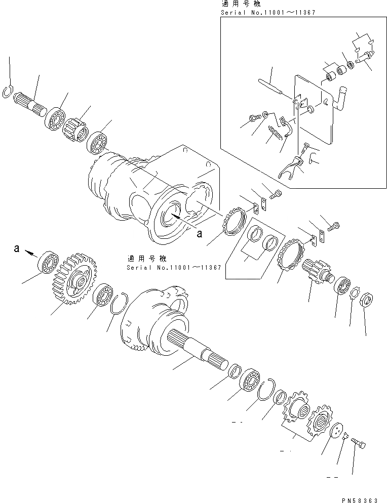 Схема запчастей Komatsu GD705A-4A - КОНЕЧНАЯ ПЕРЕДАЧА И ВАЛ (/) СИЛОВАЯ ПЕРЕДАЧА