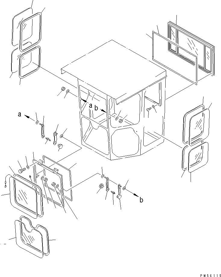 Схема запчастей Komatsu GD705A-4A - КАБИНА (СНЕГОУБОРОЧН. СПЕЦ-Я.) (/) (ОКОНН. СТЕКЛА)(№-) РАМА И ЧАСТИ КОРПУСА