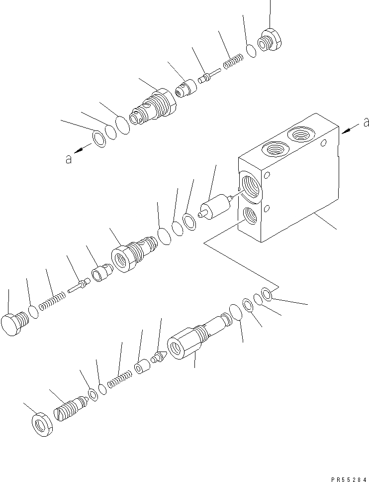 Схема запчастей Komatsu GD705A-4A - ГЛАВН. КОНТРОЛЬНЫЙ КЛАПАН(ДЛЯ ДВОЙН. ОТВАЛА) (2 ЦИЛИНДР)(№-) ГИДРАВЛИКА