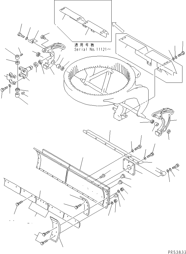 Схема запчастей Komatsu GD705A-4A - ОТВАЛ (КРОМКА T=.MM ИЛИ .MM)(№-) РАБОЧЕЕ ОБОРУДОВАНИЕ