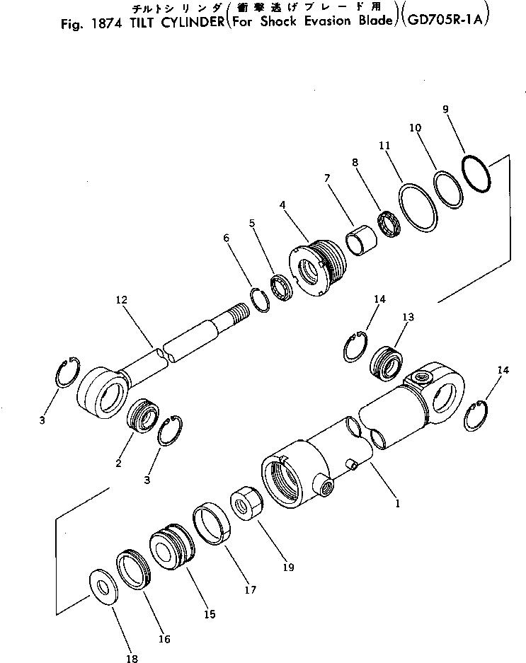 Схема запчастей Komatsu GD705R-1 - ЦИЛИНДР ПЕРЕКОСА (ДЛЯ SHOCK EVASION ОТВАЛ) ОПЦИОННЫЕ КОМПОНЕНТЫ