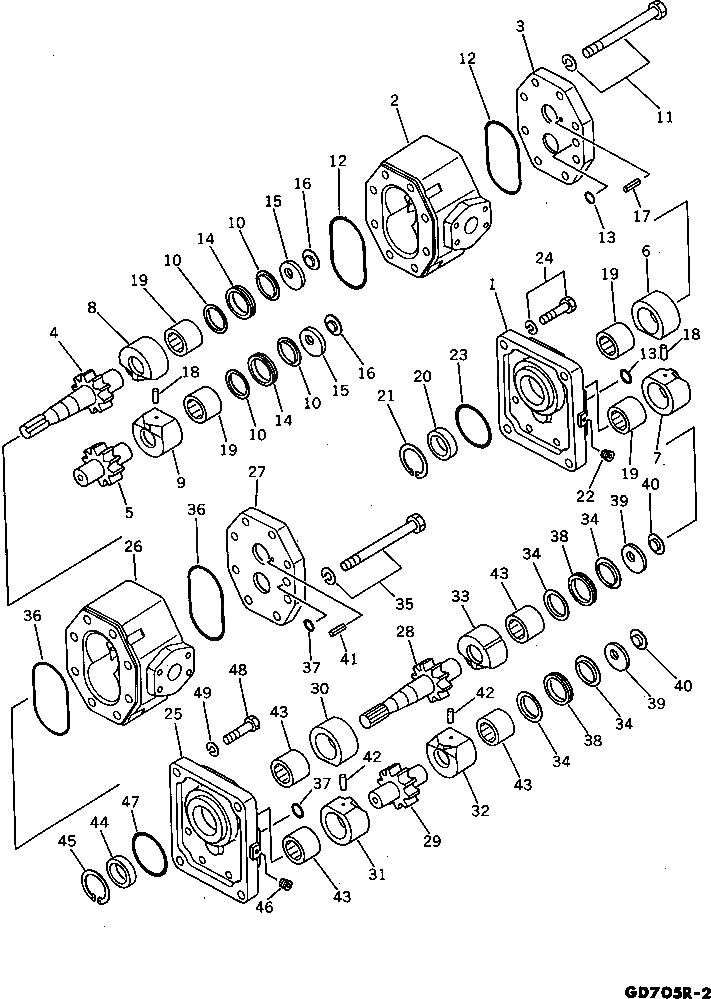 Схема запчастей Komatsu GD705R-2 - ГИДР. НАСОС. ГИДРАВЛИКА