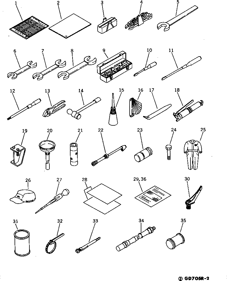 Схема запчастей Komatsu GD705R-2 - ИНСТРУМЕНТ МАРКИРОВКА¤ ИНСТРУМЕНТ И РЕМКОМПЛЕКТЫ