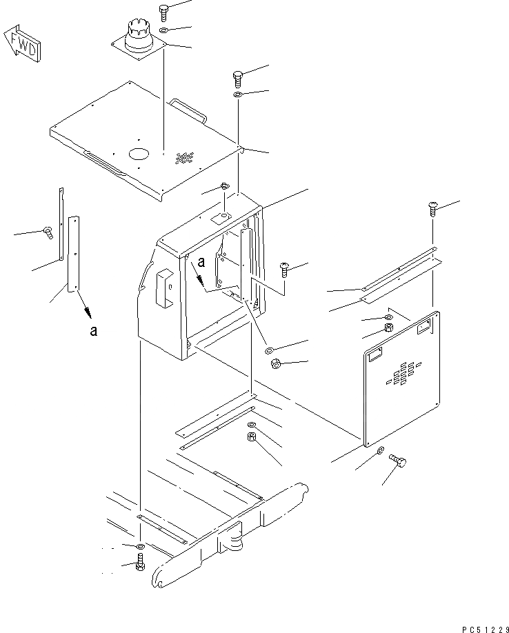 Схема запчастей Komatsu GD725A-1 - ЗАЩИТА РАДИАТОРА AND КАПОТ РАМА И ЧАСТИ КОРПУСА