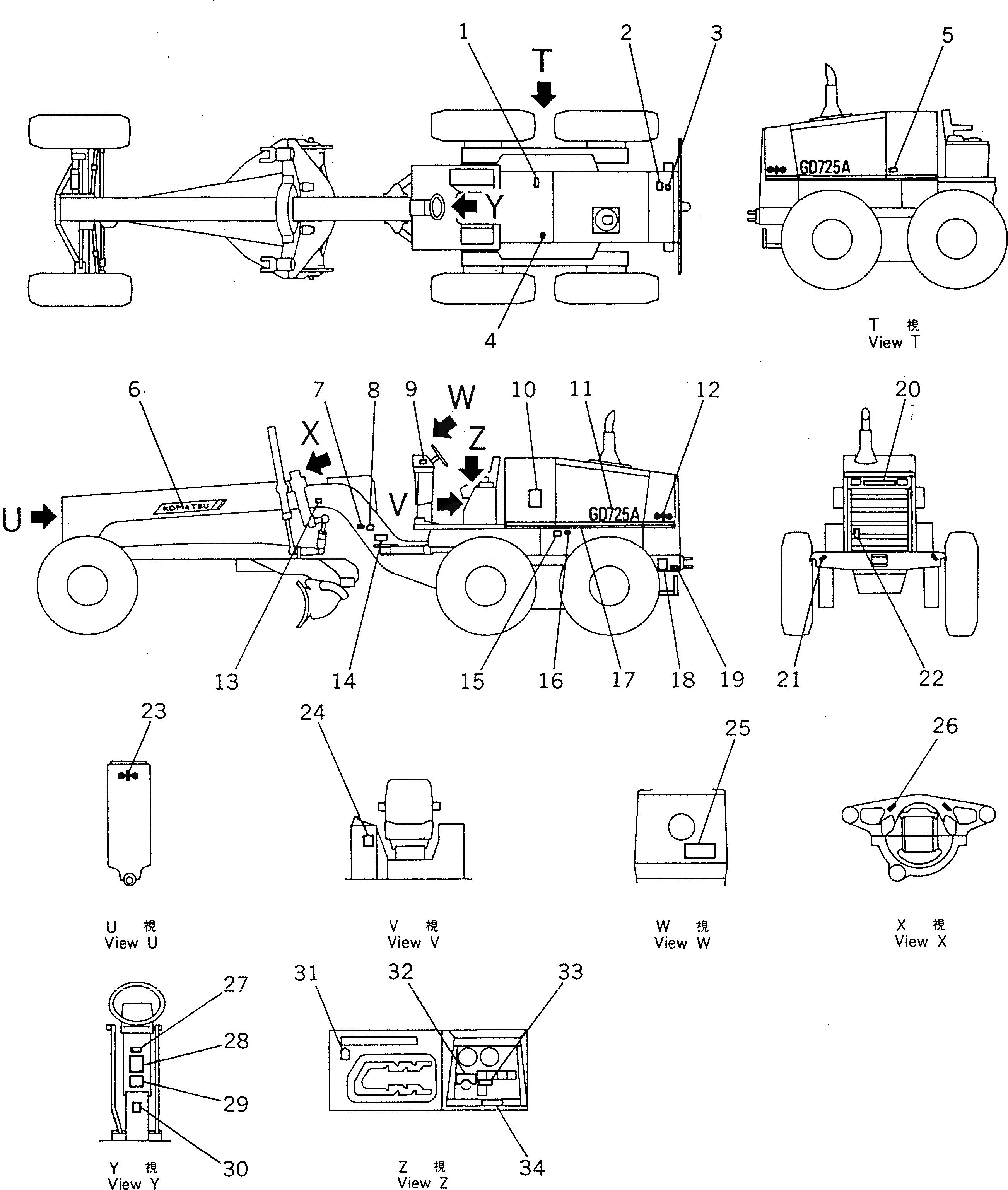 Схема запчастей Komatsu GD725A-1 - МАРКИРОВКА(№-) МАРКИРОВКА¤ ИНСТРУМЕНТ И РЕМКОМПЛЕКТЫ