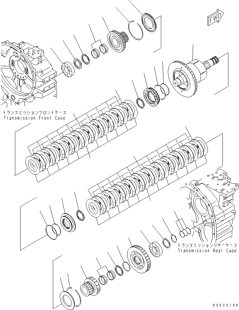 Схема запчастей Komatsu GD755-3 - ТРАНСМИССИЯ (ПЕРЕД. ВЫС. И 1) ТРАНСМИССИЯ