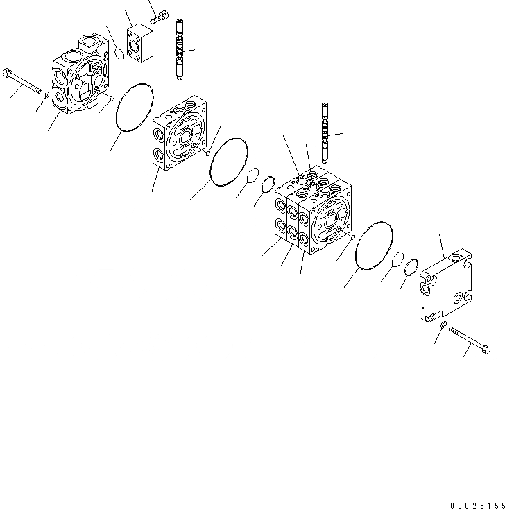 Схема запчастей Komatsu GD755-3 - УПРАВЛЯЮЩ. КЛАПАН (4-Х СЕКЦИОНН.) (/) (ПРАВ.) ОСНОВН. КОМПОНЕНТЫ И РЕМКОМПЛЕКТЫ