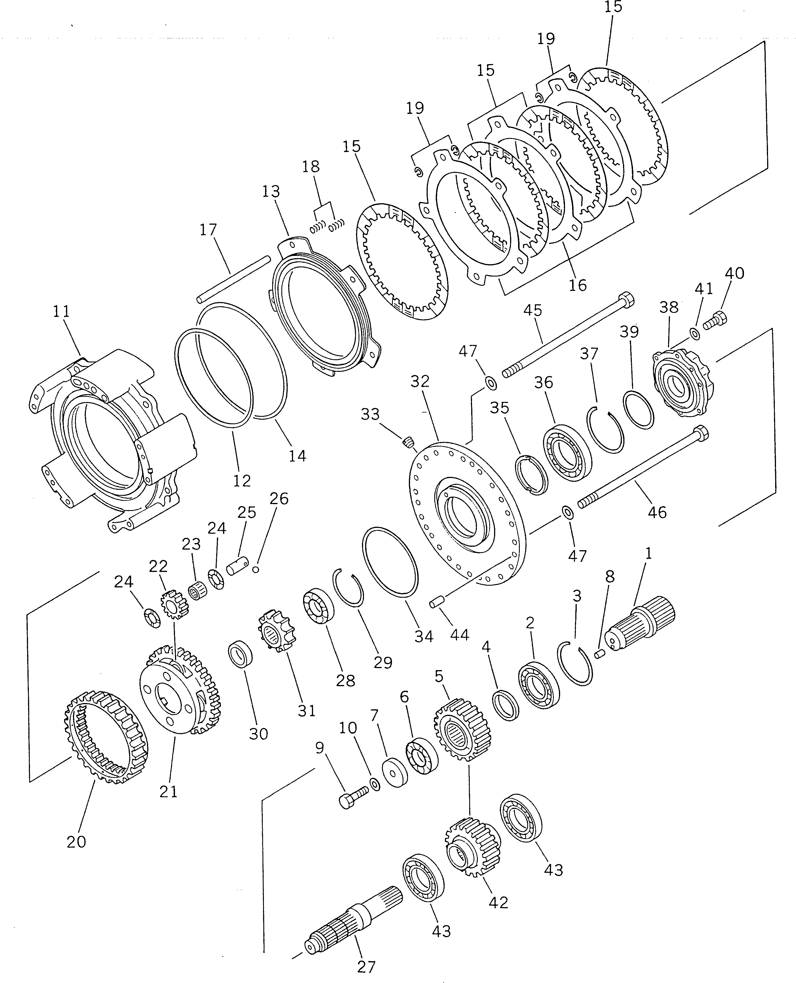 Схема запчастей Komatsu GD805A-1 - ТРАНСМИССИЯ (РЕВЕРС МУФТА) СИЛОВАЯ ПЕРЕДАЧА