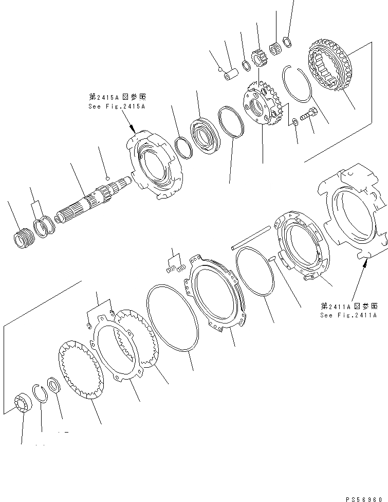 Схема запчастей Komatsu GD825A-2 - ТРАНСМИССИЯ (2 МУФТА)(№99-) СИЛОВАЯ ПЕРЕДАЧА