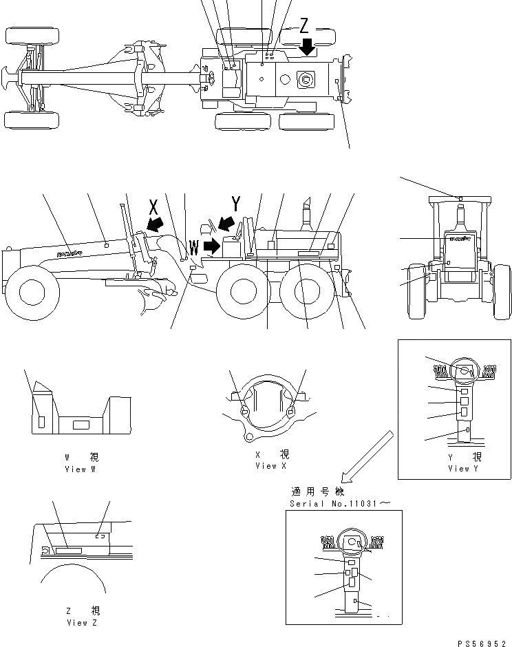 Схема запчастей Komatsu GD825A-2 - МАРКИРОВКА (РОССИЯ)(№-) МАРКИРОВКА¤ ИНСТРУМЕНТ И РЕМКОМПЛЕКТЫ