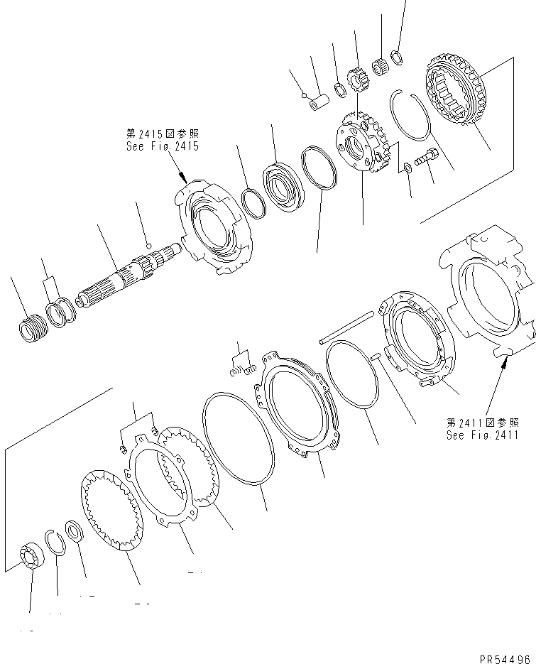 Схема запчастей Komatsu GD825A-2 - ТРАНСМИССИЯ (2 МУФТА)(№-(9)) СИЛОВАЯ ПЕРЕДАЧА