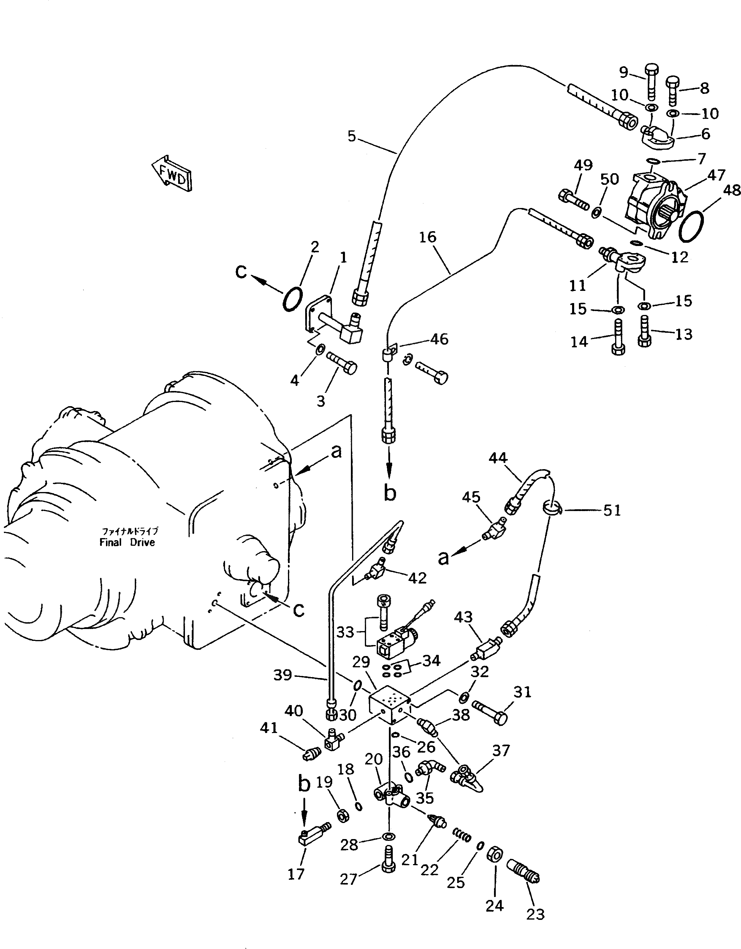 Схема запчастей Komatsu GD825A-2 - ДИФФЕРЕНЦ. ТРУБЫ СИЛОВАЯ ПЕРЕДАЧА