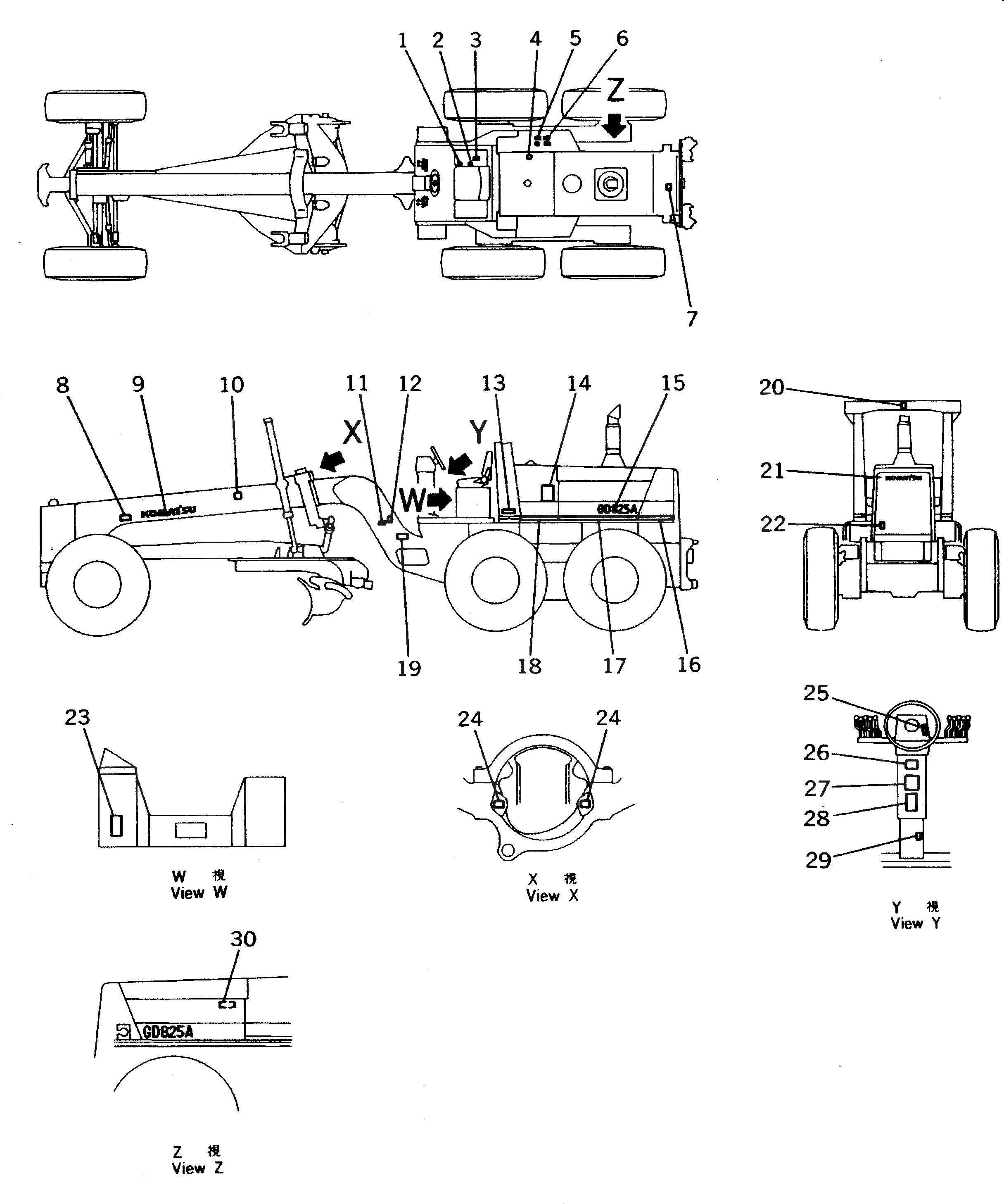 Схема запчастей Komatsu GD825A-2 - МАРКИРОВКА (ЯПОН.)(№-) МАРКИРОВКА¤ ИНСТРУМЕНТ И РЕМКОМПЛЕКТЫ